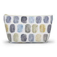 Watercolor Leaf Stamp Accessory Pouch w T-bottom in Navy